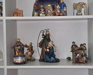 More Nativity Scenes - 2nd Shelf is a Jim Shore Scene