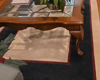 Square Glass Top Coffee Table- Rug 