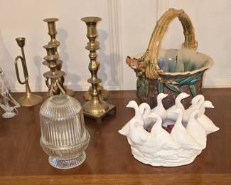 Famous Fairy Lamp - Brass Candlesticks- Swan Decor