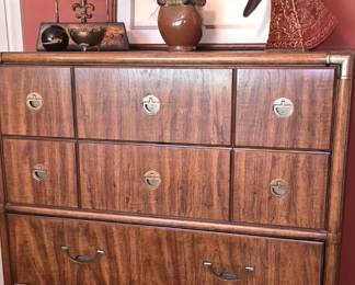 Midcentury Campaign Style Drawer Dresser 