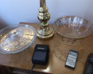 gold accent bowl and covered casserole