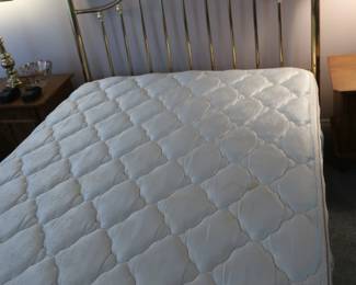 queen size bed and frame and brass headboard Price is 100.00