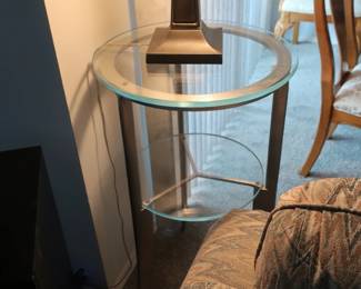 taller 2 level round glass table
