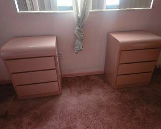 Pink Formica headboard set, queen size I believe $300