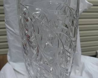 Royal Crown Rock Lead Crystal Vase Leaf Pattern