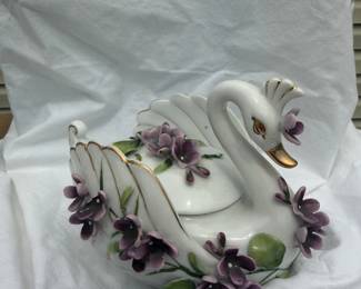 Lefton Porcelain Swan Trinket Dish