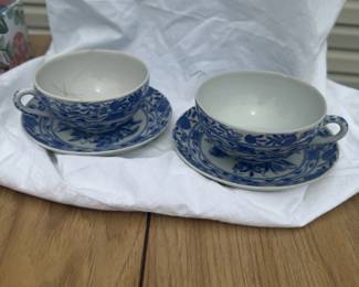 Japanese Phoenix Tea Cup and Saucer, set of 4