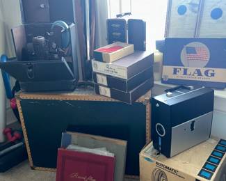 Vintage film projector with reels
