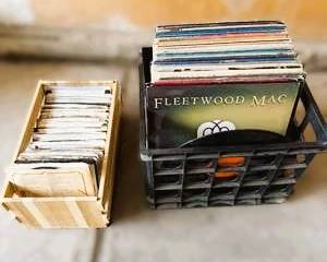 Vintage Vinyl Record Collection Featuring Classic Rock and Pop Albums