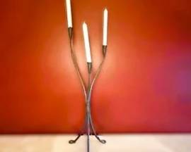 Modern Metal Candelabra Candle Holder – Sculptural Iron Taper Candle Centerpiece Décor