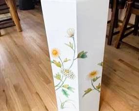 Hand-Painted Floral Pedestal Stand – Cottage Style Accent Column