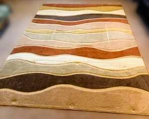 Contemporary Wave Pattern Area Rug – Neutral Earth Tone Modern Carpet