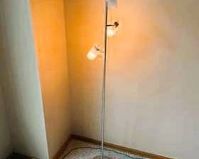 Modern Chrome Floor Lamp with Adjustable Frosted Glass Shades