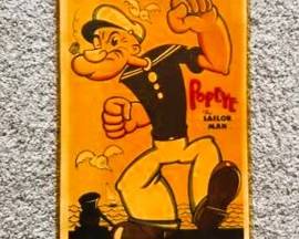 Vintage Popeye the Sailor Man Metal Wall Art – Retro Cartoon Pop Art Plaque with Translucent Cover
