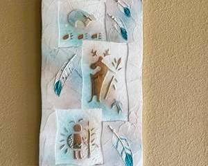 Connie Baker “Stucco Art” Southwestern Signed Wall Sculpture – Handcrafted Textured Mixed Media Art Panel