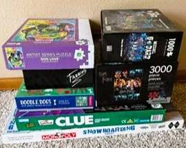 Vintage Board Games & Puzzle Collection – Simpsons Clue, Snowboarding Monopoly & Harry Potter Puzzle