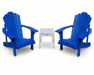 Outdoor Adirondack Chair & Table Set – Coastal Blue Patio Furniture