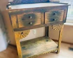Rustic Southwestern Console Table – Distressed Wood Accent Cabinet