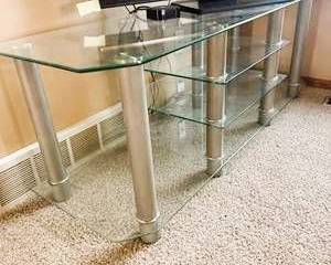Modern Glass TV Stand with Metal Frame – Contemporary Entertainment Console