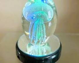 LED Glass Jellyfish Sculpture Lamp – Color Changing Art Glass Accent Light