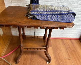 antique table on wheels