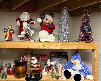 shelves of holiday decor