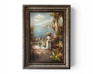 Mediterranean Terrace Oil Painting