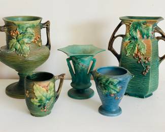 Variety of Roseville pottery 