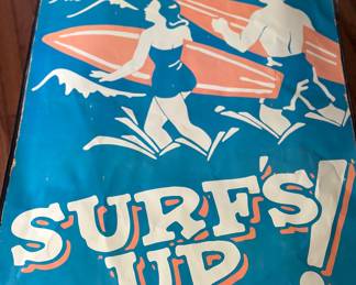 Vintage Surf's Up vinyl poster 