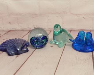 Vintage Glass Paperweight Figurine Lot