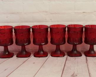 6 Noritake Spotlight Ruby Red Goblets