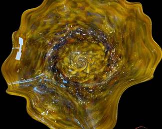 "Golden Moments" Bowl by White Elk's Visions in Glass