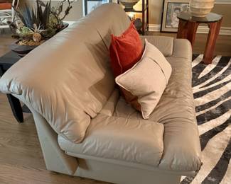 Postmodern Italian Leather Settee Loveseat by NICOLETTI SALOTTI