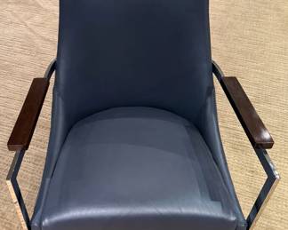 BERNHARDT Modern Chrome and Leather Lounge Club Chair