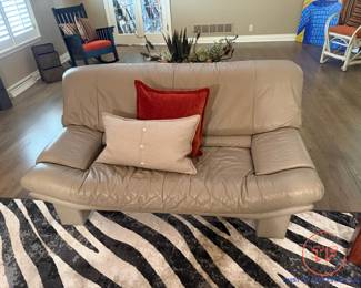Postmodern Italian Leather Settee Loveseat by NICOLETTI SALOTTI