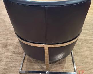 BERNHARDT Modern Chrome and Leather Lounge Club Chair