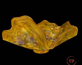 "Golden Moments" Bowl by White Elk's Visions in Glass