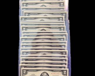 25 Sequential $2 Red Seal Notes