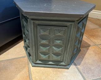 Distressed Mediterranean Hexagon Side Table