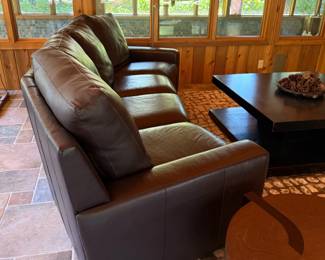 AMERICAN LEATHER Curved Sofa
