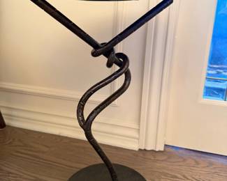 Hammered Side Table with Wrought Iron Base