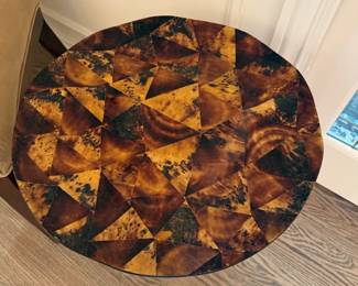 Hammered Side Table with Wrought Iron Base