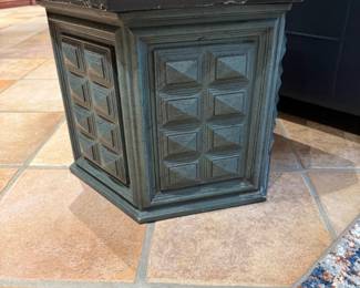 Distressed Mediterranean Hexagon Side Table