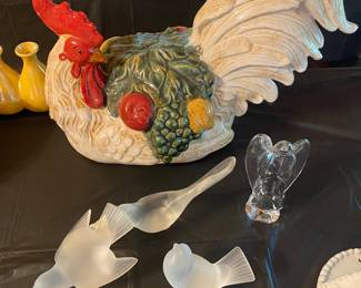 Lalique birds and Italian rooster