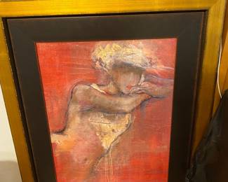 Lady in Red with gold frame