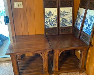 Pair of solid wood end tables. 