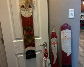 Hand Painted Santa on fence boards Mop-head Santa craft item