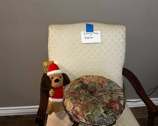 Ivory Chair, small upholstered footrest
