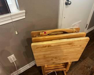 Wooden TV tray set