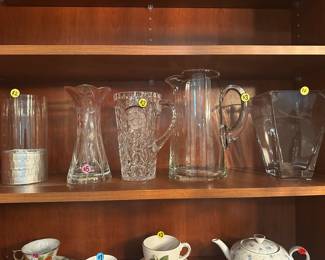 Vases, Water pitchers, teacups and teapot